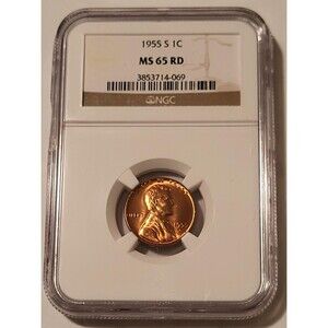 1955 S Lincoln Wheat Cent MS65 RED NGC
